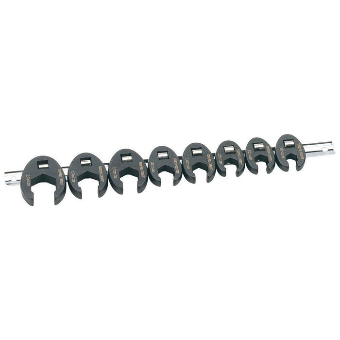 Draper Metric Crow Foot Spanner Set on a Metal Rail, 3/8" Sq. Dr. (8 Piece) Draper - Dynamic Drive
