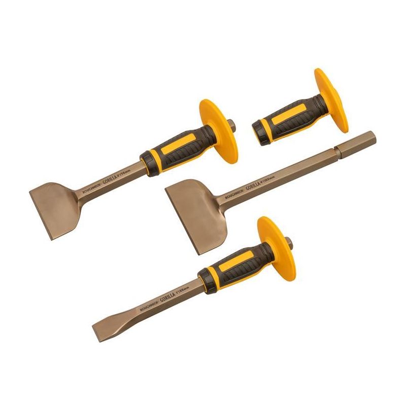 Roughneck Bolster & Chisel Set with Non-Slip Guards, 3 Piece Roughneck - Dynamic Drive