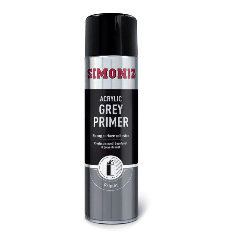 12 x Simoniz Large Grey Primer Acrylic Aerosol Auto Car Spray Paint 500ml SIMONIZ  - Dynamic Drive