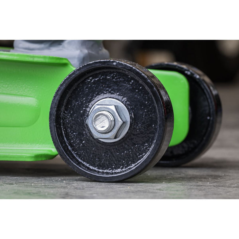 Sealey Low Profile Short Chassis Trolley Jack 2 Tonne - Green 1020LEHV Sealey - Dynamic Drive