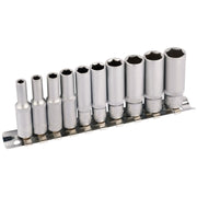Draper Metric Deep Socket on Metal Rail, 1/4" Sq. Dr. (10 Piece) 16399 Draper - Dynamic Drive