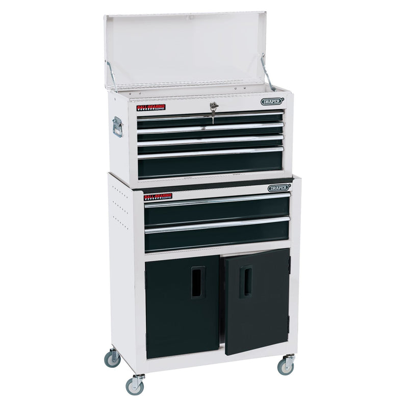 Draper Combined Roller Cabinet and Tool Chest, 6 Drawer, 24", White 19576 Draper - Dynamic Drive