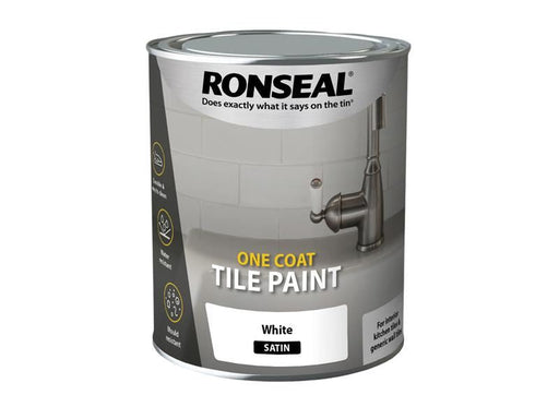 Ronseal One Coat Tile Paint White Satin 750ml Ronseal - Dynamic Drive