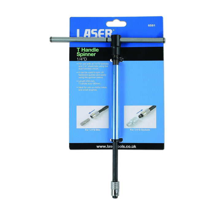 Laser T-Handle Spinner 1/4"D 6581 Laser - Dynamic Drive
