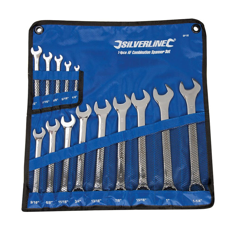 Silverline Combination Spanner Set 14pce 1/4 - 1-1/4" SP52 Silverline  - Dynamic Drive
