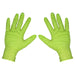 Diamond Grip Extra-Thick Nitrile Powder-Free Gloves Hi-Vis Green XL Pack of 50 Sealey - Dynamic Drive
