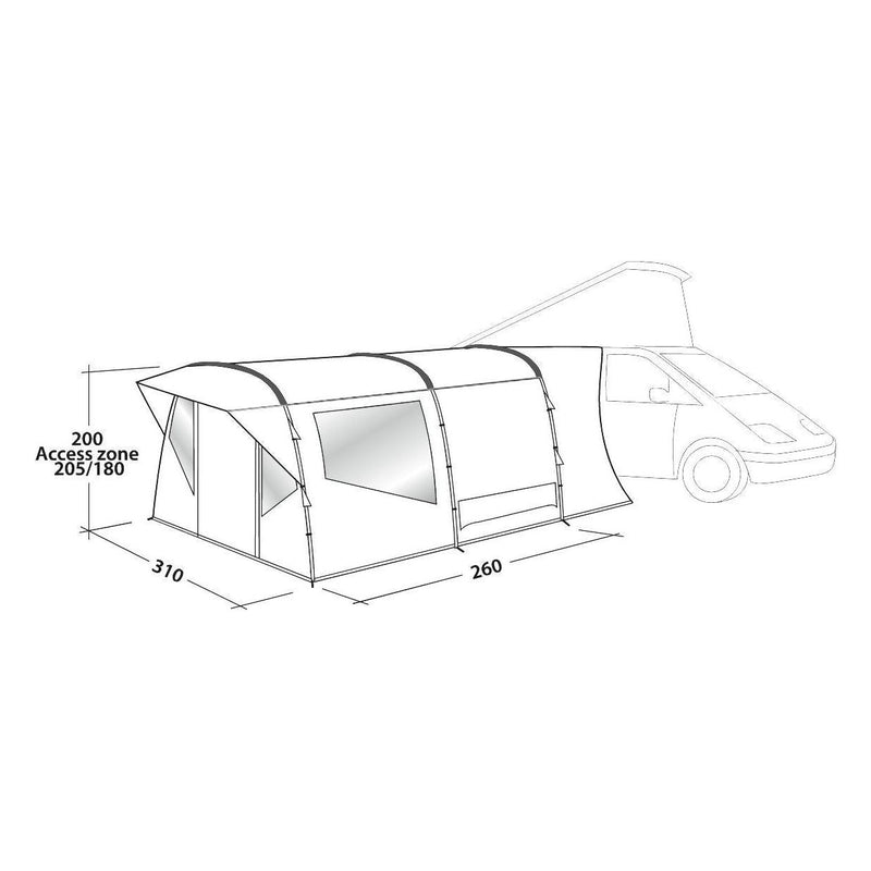 Easy Camp Wimberly Drive Away VW Campervan Awning 170 - 205 cm Height Range Easy Camp - Dynamic Drive