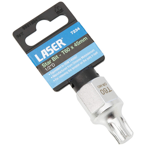 Laser Stubby Star Socket Bit 1/2"D T60 7234 Laser - Dynamic Drive