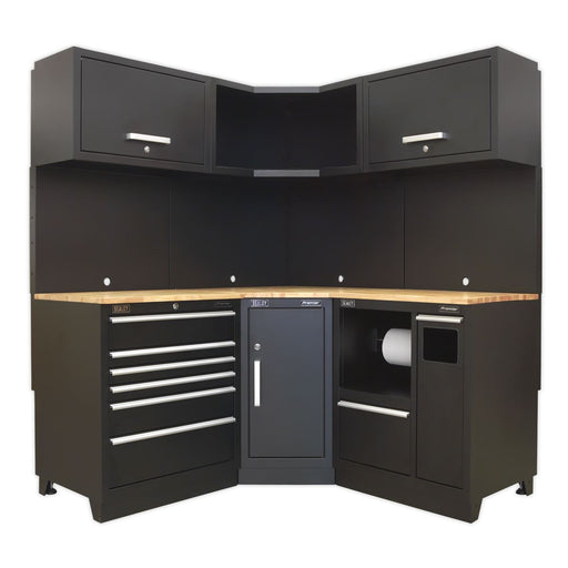Sealey Premier Premier Corner Storage System with Oak Worktop 1.7m APMSCOMBO6W Sealey Premier - Dynamic Drive