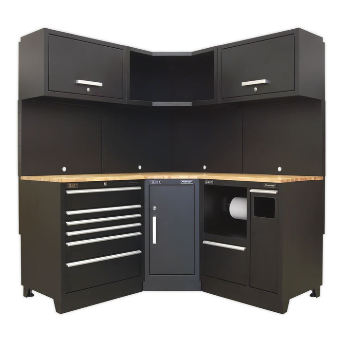 Sealey Premier Premier Corner Storage System with Oak Worktop 1.7m APMSCOMBO6W Sealey Premier - Dynamic Drive