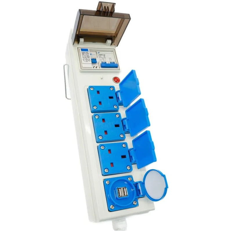 Caravan Camping 5 Way Mobile Mains USB Power Hookup Extension Lead RCD Unit C429 Leisurewize  - Dynamic Drive