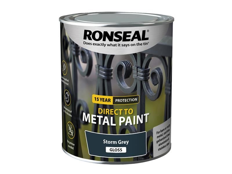 Ronseal Direct to Metal Paint Storm Grey Gloss 750ml Ronseal - Dynamic Drive
