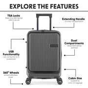 Dellonda Cabin Size Luggage with Laptop Compartments & Dual TSA Lock 20" Dellonda - Dynamic Drive