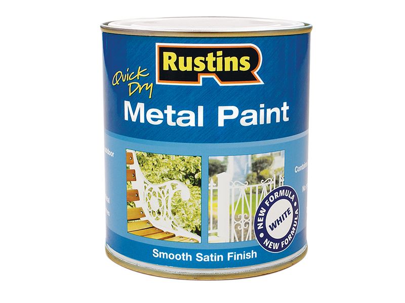 Rustins Quick Dry Metal Paint Smooth Satin White 1 Litre Rustins - Dynamic Drive