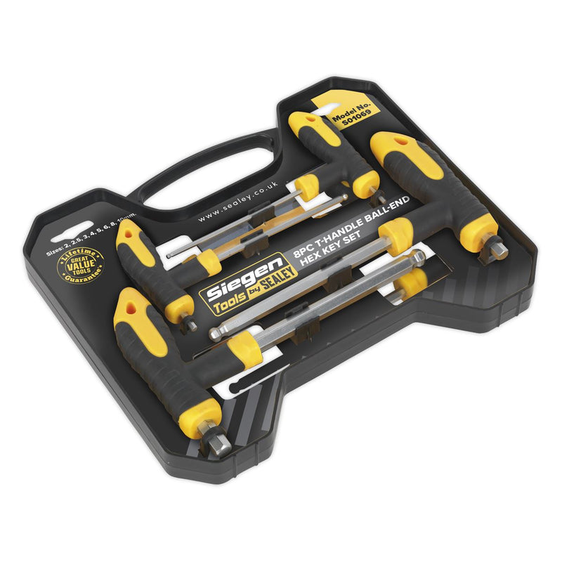Sealey T-Handle Ball-End Hex Key Set 8pc S01069 Siegen by Sealey - Dynamic Drive