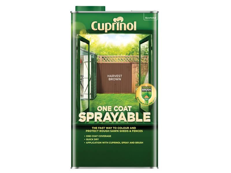 Cuprinol One Coat Sprayable Fence Treatment Harvest Brown 5 litre Cuprinol - Dynamic Drive