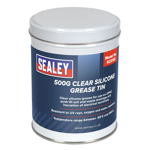 Sealey Silicone Clear Grease 500g Tin SCS102 Sealey - Dynamic Drive