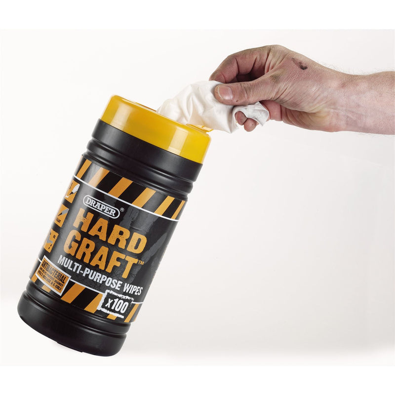 Draper 'Hard Graft' Multi-Purpose Wipes (Tub of 100) 84711 Draper - Dynamic Drive