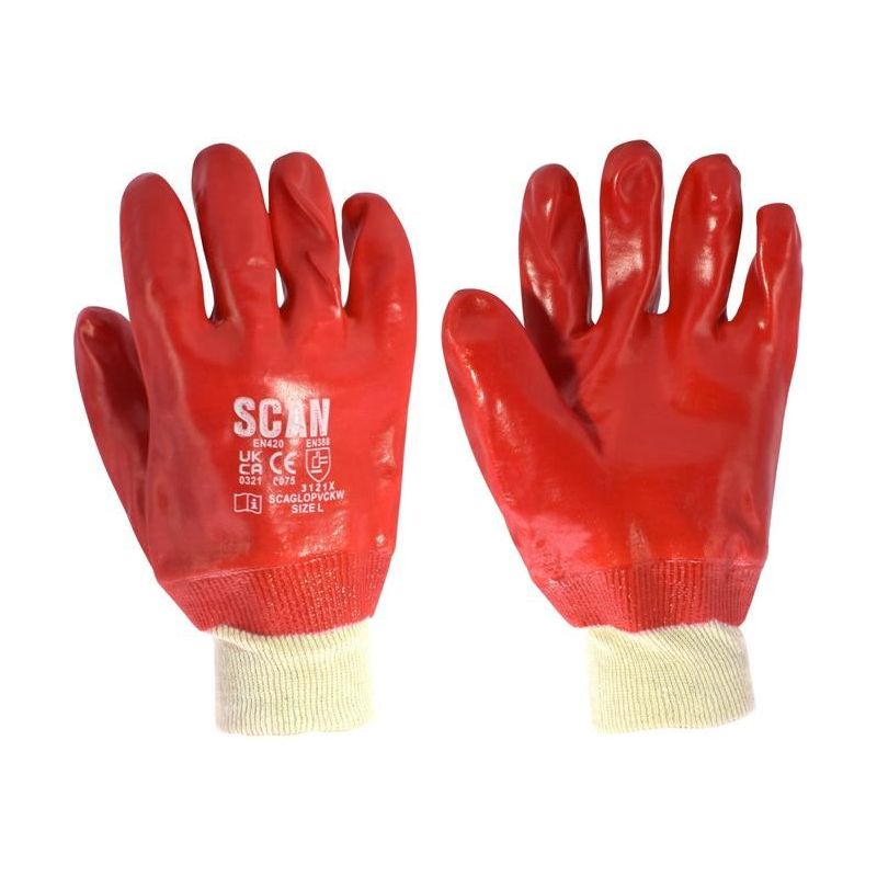 Scan PVC Knitwrist Gloves - L (Size 9) Scan - Dynamic Drive