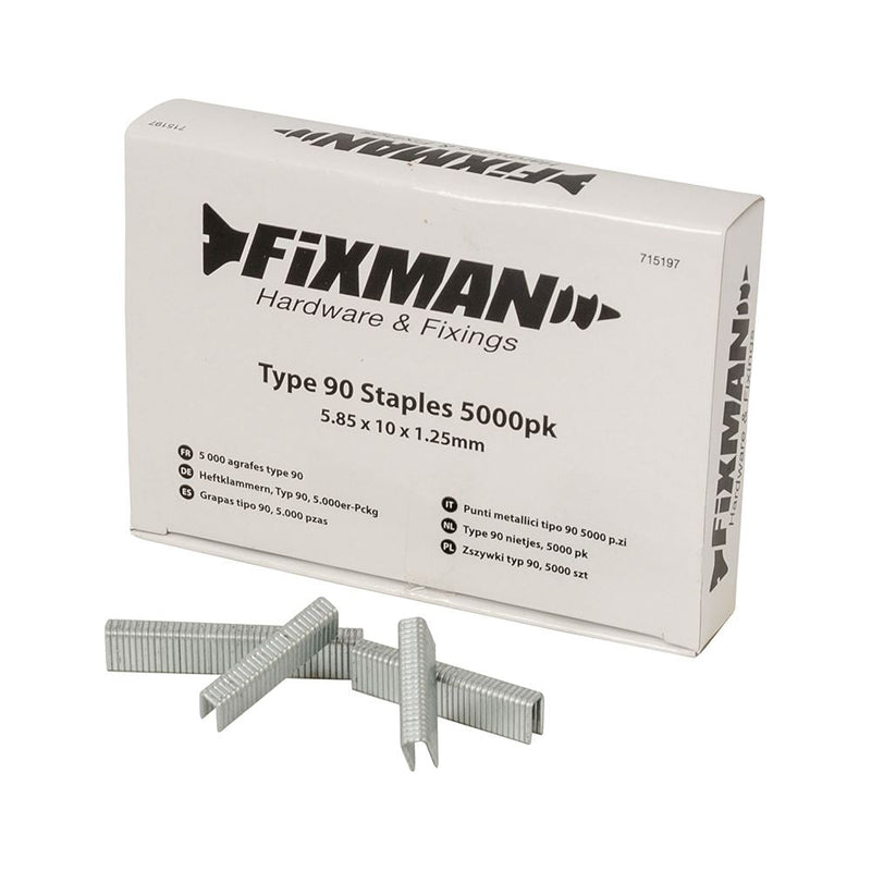 Fixman Type 90 Staples 5000pk 5.80 x 10 x 1.25mm Fixman - Dynamic Drive