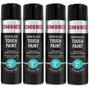 4 x Simoniz Large Tough Satin Black Aerosol Car Auto Spray Paint 500ml SIMVHT51D SIMONIZ  - Dynamic Drive