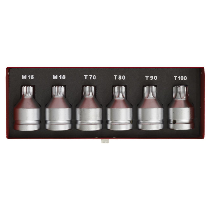 Sealey Sec. TRX-Star & Sec. Spline Socket Bit Set 6pc 3/4"Sq Drive AK6218 Sealey  - Dynamic Drive