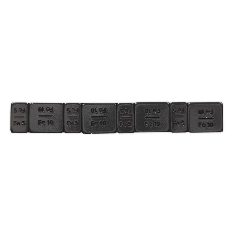 Sealey Wheel Weight 5 & 10g Adhesive Zinc Plated Steel Black Strip of 8 (4 x Eac Sealey - Dynamic Drive