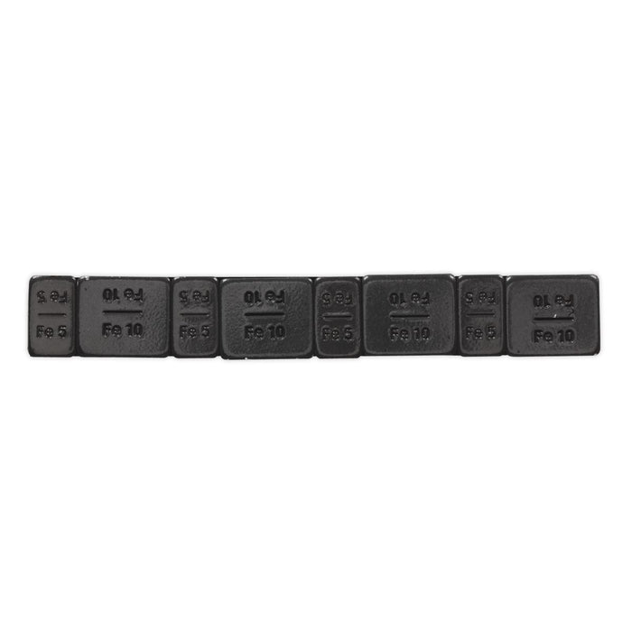 Sealey Wheel Weight 5 & 10g Adhesive Zinc Plated Steel Black Strip of 8 (4 x Eac Sealey - Dynamic Drive