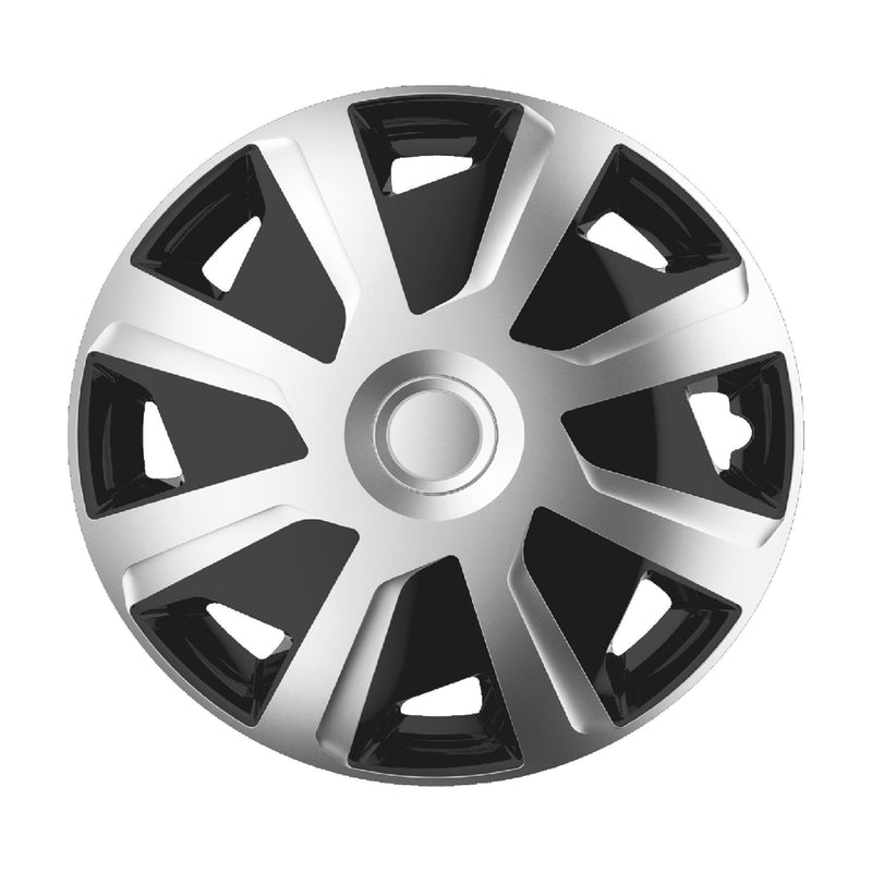 4 x 15" Alloy Look Black & Silver Deep Dish Motorhome Wheel Trims Hub Caps Vans Simply - Dynamic Drive