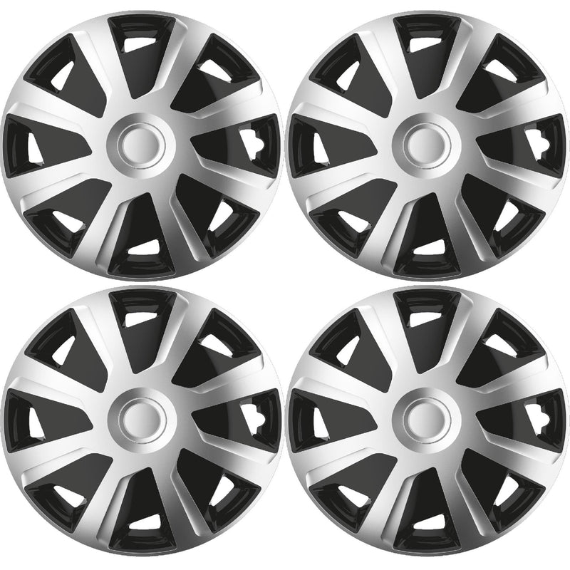 4 x 16" Alloy Look Black & Silver Deep Dish Motorhome Wheel Trims Hub Caps Vans Simply - Dynamic Drive