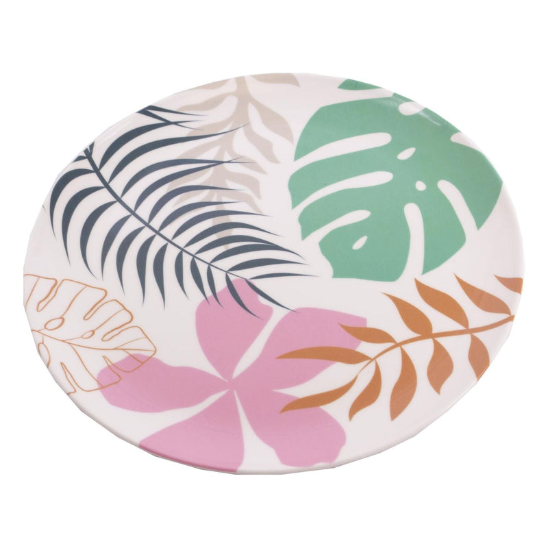 4 x Reusable Plastic Melamine Jungle Flowers 11" Dinner Plates for Camping Picnic Summit - Dynamic Drive