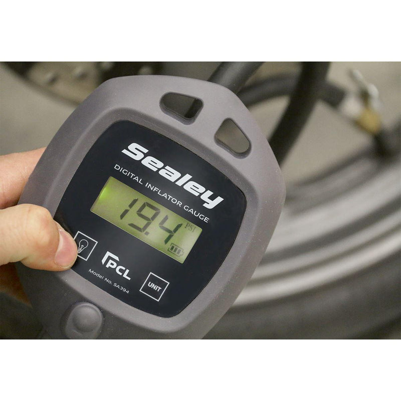 Sealey Digital Tyre Inflator with Clip-On Connector SA394 Sealey - Dynamic Drive
