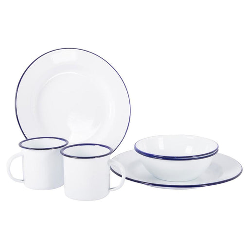 Bo-Camp Tableware Enamel 6 Pieces White/Blue Bo-Camp - Dynamic Drive