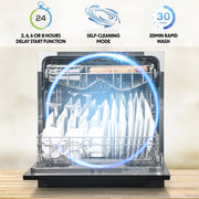 Baridi Tabletop Dishwasher 8 Place Settings 8L Capacity - Black DH88 Baridi - Dynamic Drive