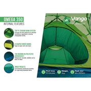 Vango Omega 350 Pamir Green 3 Person Tent Vango - Dynamic Drive