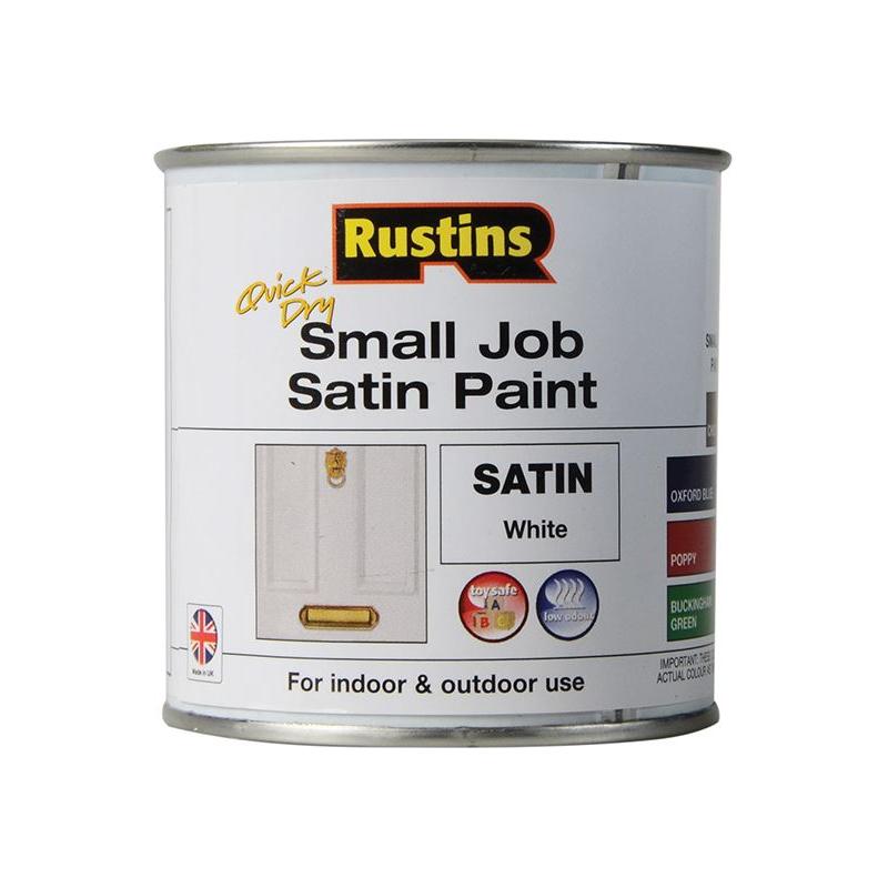 Rustins Quick Dry Small Job Satin Paint White 250ml Rustins - Dynamic Drive