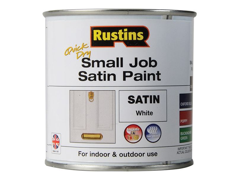 Rustins Quick Dry Small Job Satin Paint White 250ml Rustins - Dynamic Drive