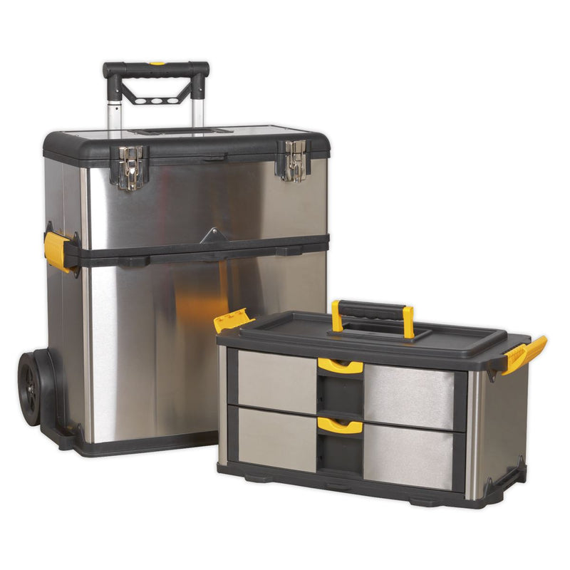 Sealey Mobile Stainless Steel/Composite Toolbox 3 Compartment AP855 Sealey - Dynamic Drive