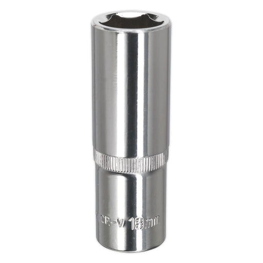 Sealey WallDrive Socket 18mm Deep 1/2"Sq Drive Fully Polished SP1218D Sealey - Dynamic Drive