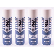 4 x PMA Aerosol Spray Paint Matt White Acrylic High Coverage 500ml PMA - Dynamic Drive