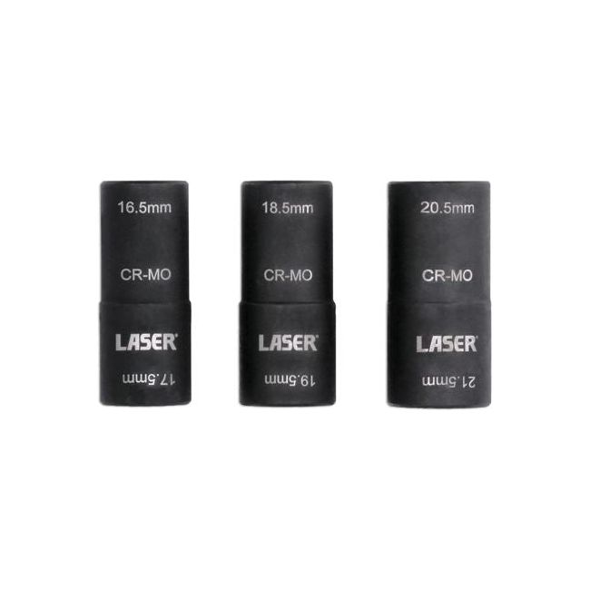 Laser Double Ended Damaged Wheel Nut Socket Set 3pc 8214 Laser - Dynamic Drive