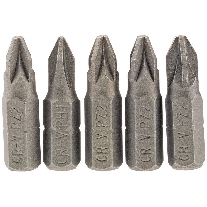 Draper PZ Type Insert Bit, 1/4" Hex, 25mm Long, No.2 (Pack of 5) 64015 Draper - Dynamic Drive