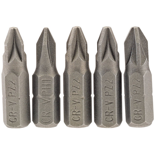 Draper PZ Type Insert Bit, 1/4" Hex, 25mm Long, No.2 (Pack of 5) 64015 Draper - Dynamic Drive