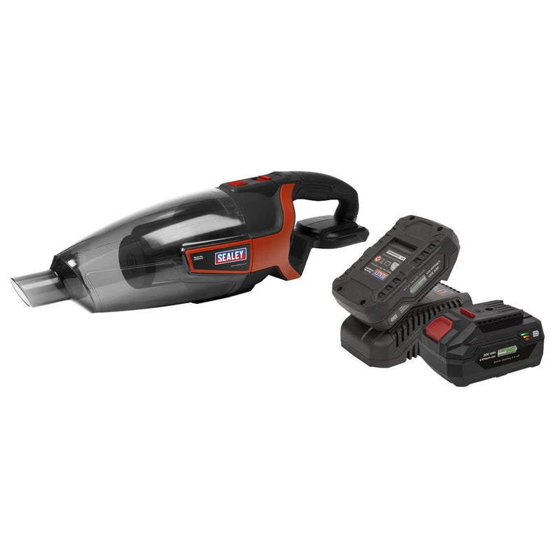 Sealey Cordless Handheld Vacuum Cleaner 650ml 20V SV20 Series Kit 2 Batteries Sealey - Dynamic Drive