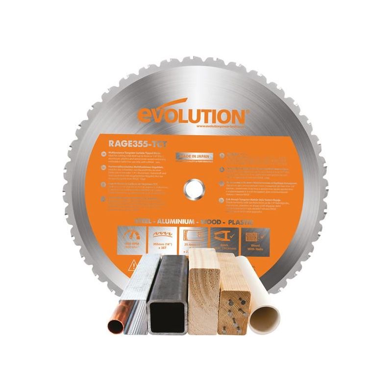 Evolution Multi-Material Chop Saw Blade 355 x 25.4mm x 36T Evolution - Dynamic Drive