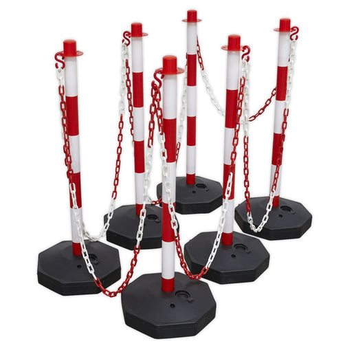 Sealey Red/White Post & Chain Kit 25m RWSBKIT Sealey - Dynamic Drive