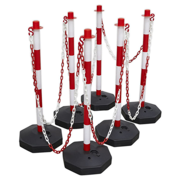 Sealey Red/White Post & Chain Kit 25m RWSBKIT Sealey - Dynamic Drive