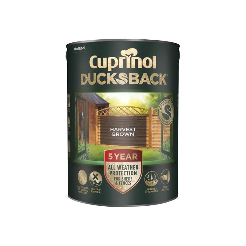 Cuprinol Ducksback 5 Year Waterproof for Sheds & Fences Harvest Brown 5 litre Cuprinol - Dynamic Drive