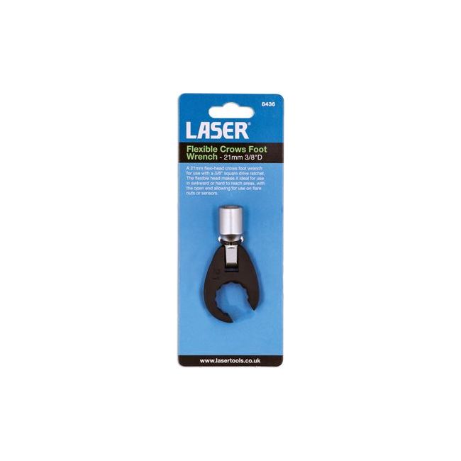 Laser Flexible Crows Foot Wrench 21mm 3/8"D 8436 Laser - Dynamic Drive