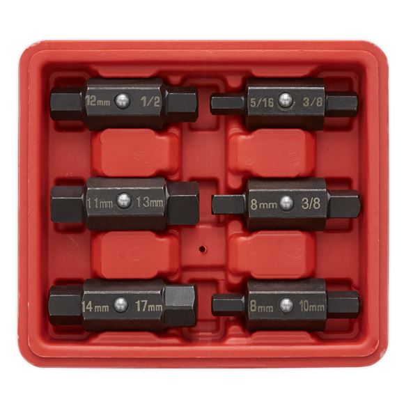 Sealey Oil Drain Sump Plug Key Set 6pc Double End Carbon Steel Change Service Sealey  - Dynamic Drive
